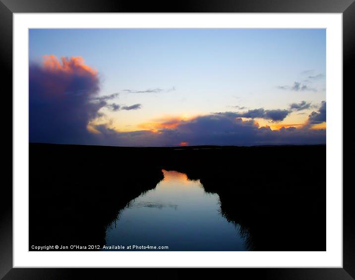 Stream to sunset fire water Framed Mounted Print by Jon O'Hara