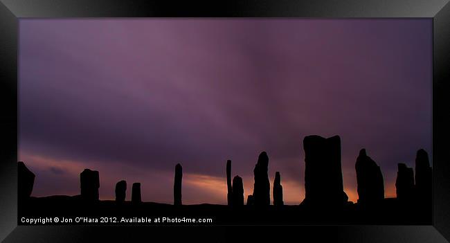 Ancient Callanish Stones Sunset. Framed Print by Jon O'Hara