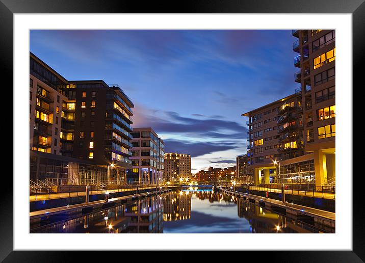 Clarence Dock at night Framed Mounted Print by Matthew Burniston
