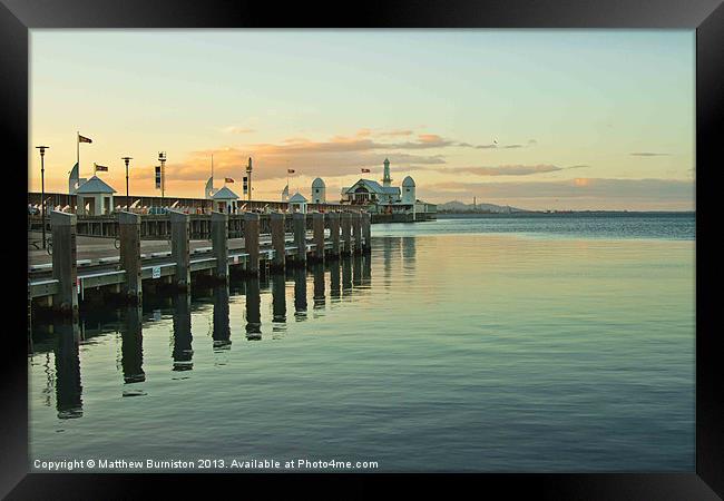 Sunset at Geelongs Cunningham Pier Framed Print by Matthew Burniston