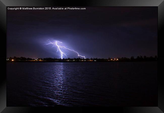  Lightning at the lake Framed Print by Matthew Burniston