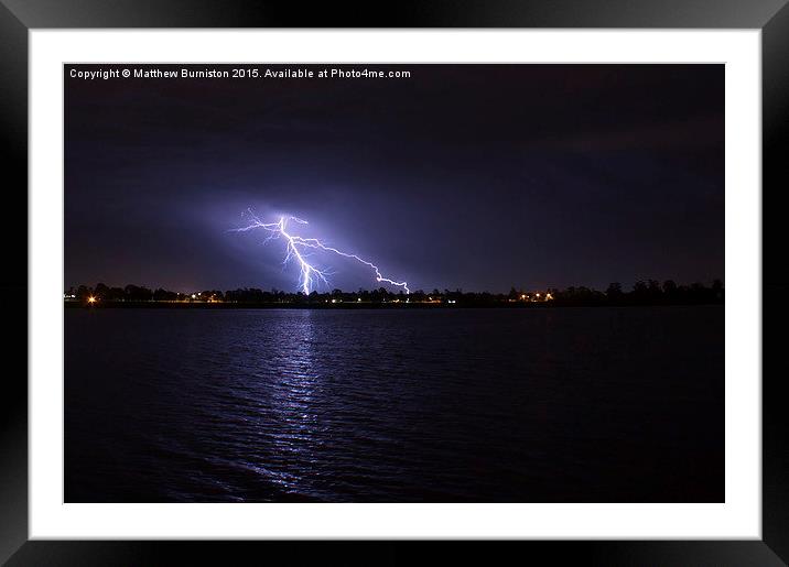  Lightning at the lake Framed Mounted Print by Matthew Burniston