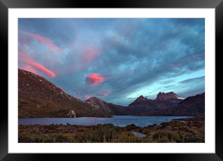 Sunset at cradle mountain tasmania Framed Mounted Print by Matthew Burniston