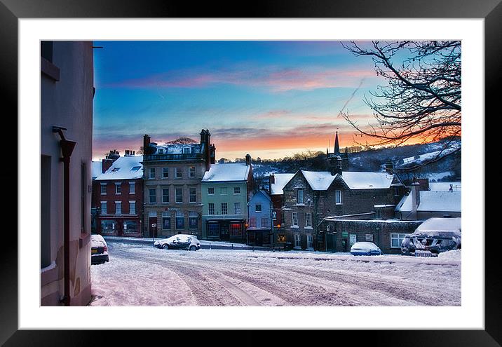Wirksworth Market Place in Winter Framed Mounted Print by Alan Matkin