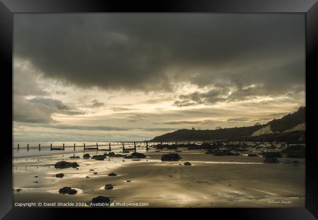 Dramatic Sunset From The Warren Folkestone Framed Print by David Shackle