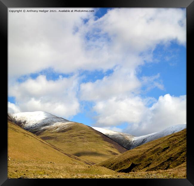 Snow in them hills Framed Print by Anthony Hedger