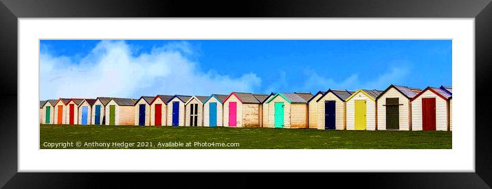Beach Huts Framed Mounted Print by Anthony Hedger