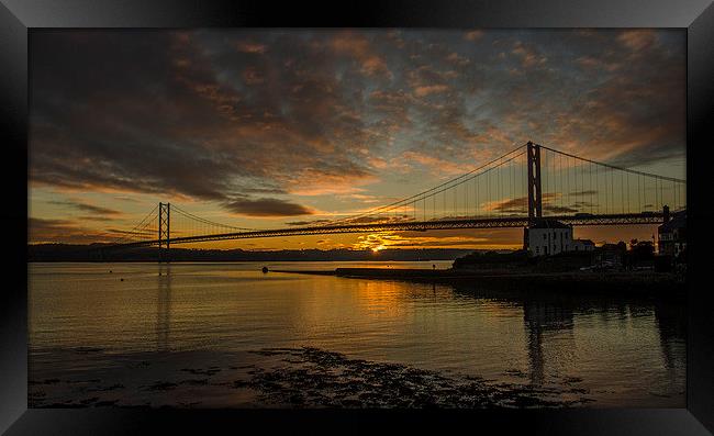 Forth Road Bridge at Sunset Framed Print by Mike Dow