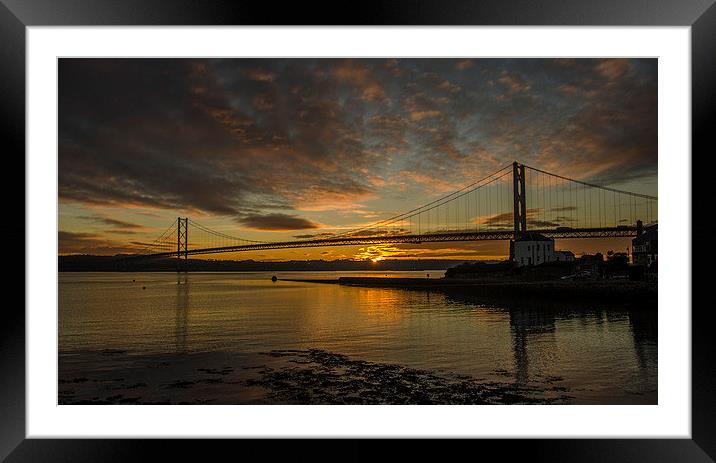 Forth Road Bridge at Sunset Framed Mounted Print by Mike Dow