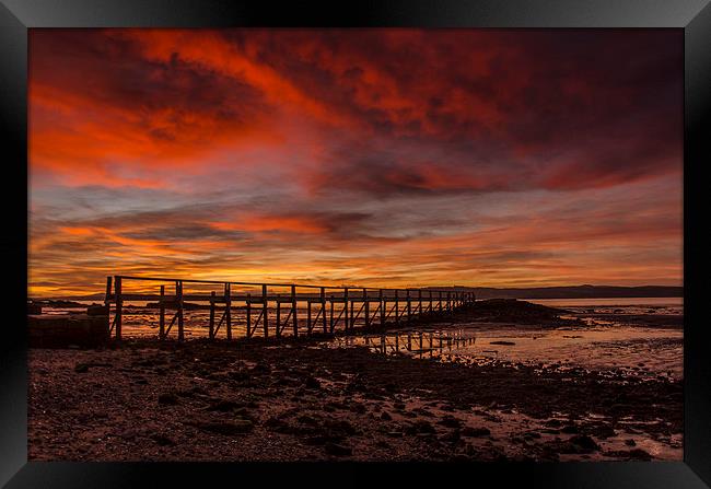 Culross Pier Sunrise Framed Print by Mike Dow
