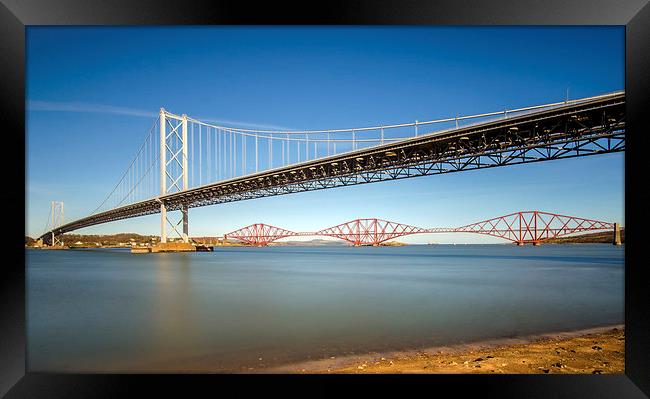 The Forth Bridges Framed Print by Mike Dow