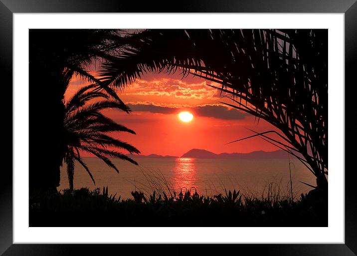  Rhodes Sunset Framed Mounted Print by Simon Deacon
