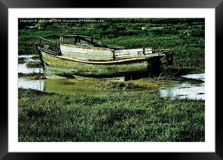 Old Boat Stranded in Mud Framed Mounted Print by JG Mango