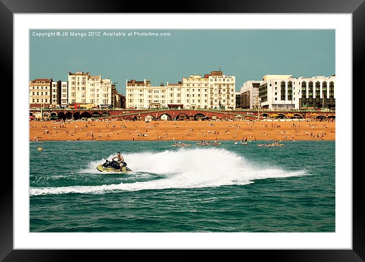 Brighton Beach Jet Ski Framed Mounted Print by JG Mango