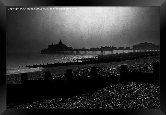 Misty Moonlit Eastbourne Pier Framed Print by JG Mango