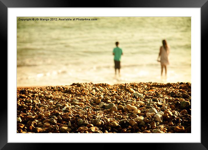 Young Couple on Beach Framed Mounted Print by JG Mango