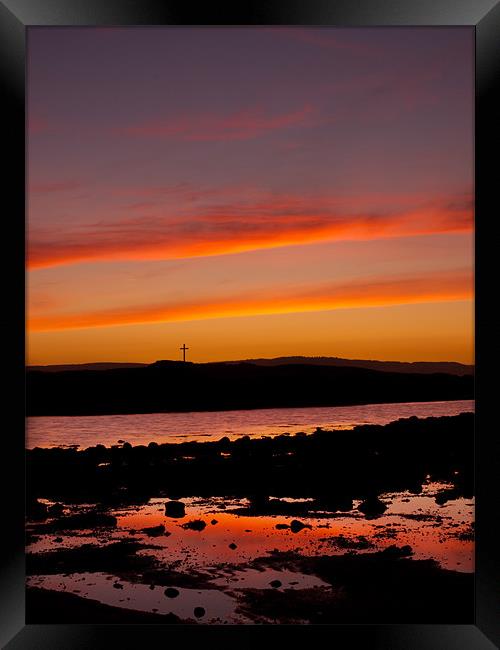 St. Cuthbert island sunset Framed Print by DAVID RICHARDSON