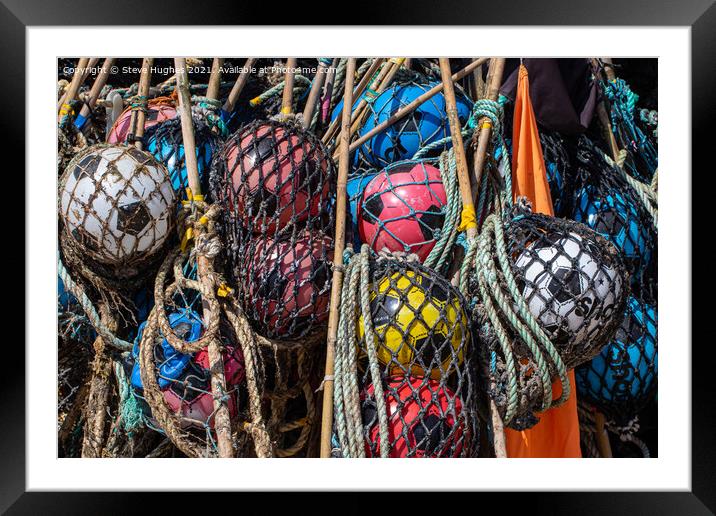 Footballs used as fishing floats Framed Mounted Print by Steve Hughes