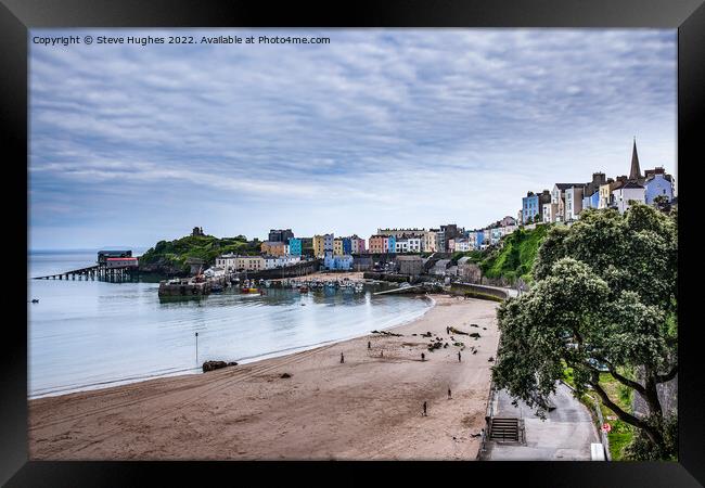 Tenby from the promenade Framed Print by Steve Hughes