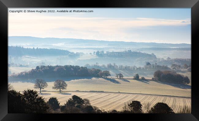 Views across Surrey after a frost Framed Print by Steve Hughes