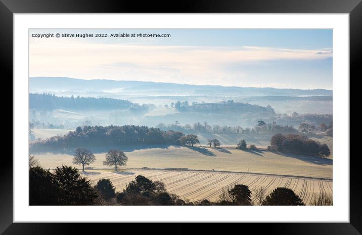 Views across Surrey after a frost Framed Mounted Print by Steve Hughes