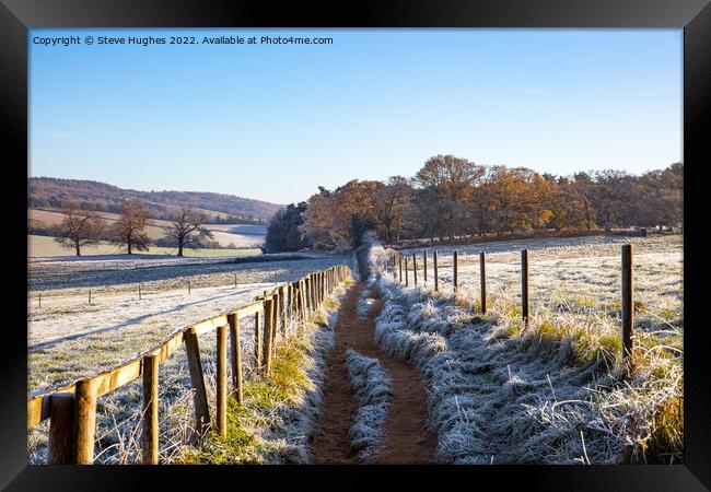Footpath in the frost Framed Print by Steve Hughes