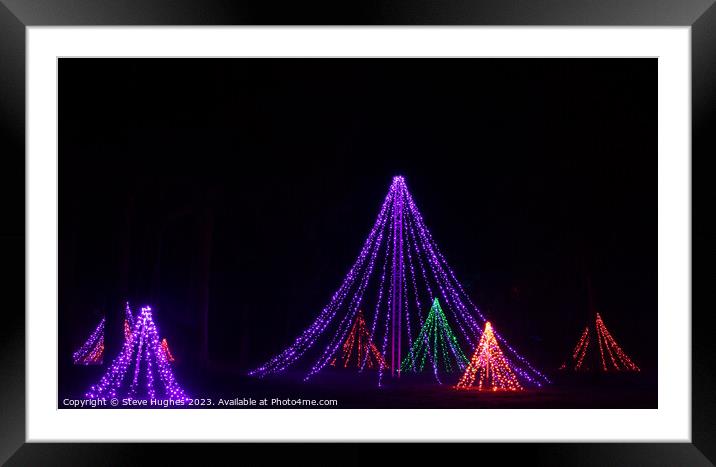LED Christmas trees, Wisley Glow Framed Mounted Print by Steve Hughes