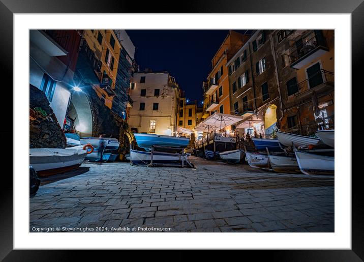 Boats on dry land at Riomaggiore Framed Mounted Print by Steve Hughes