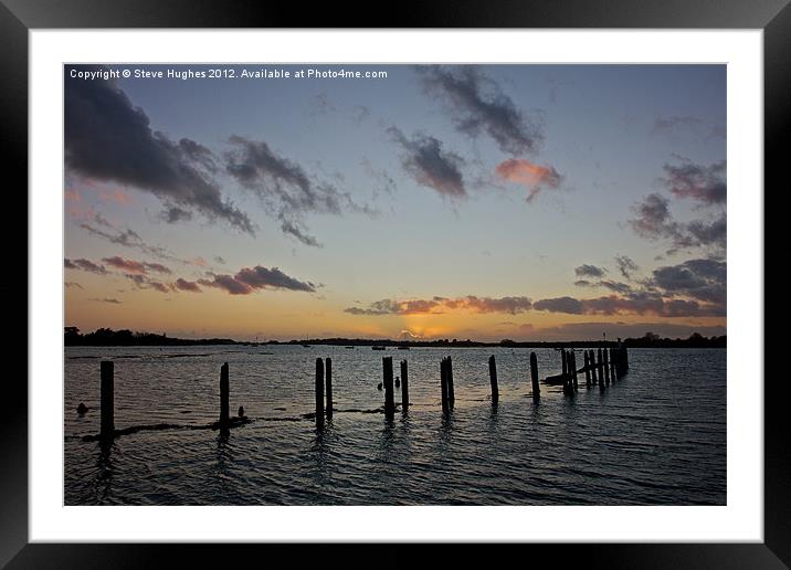 Across the water at Sunset Framed Mounted Print by Steve Hughes