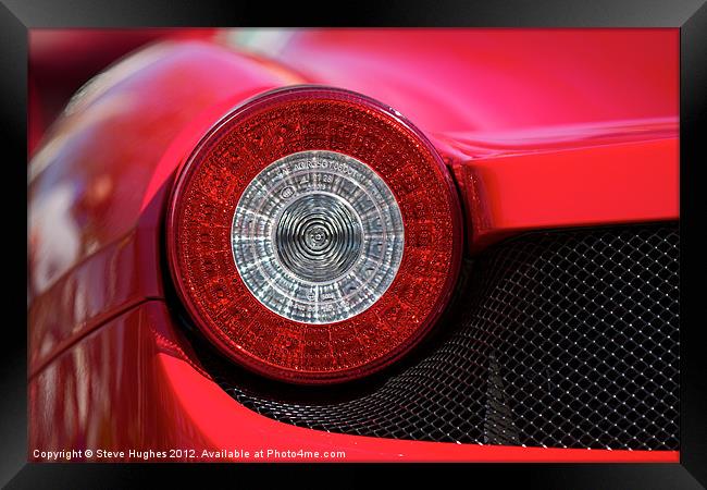 Ferrari red round rear light Framed Print by Steve Hughes