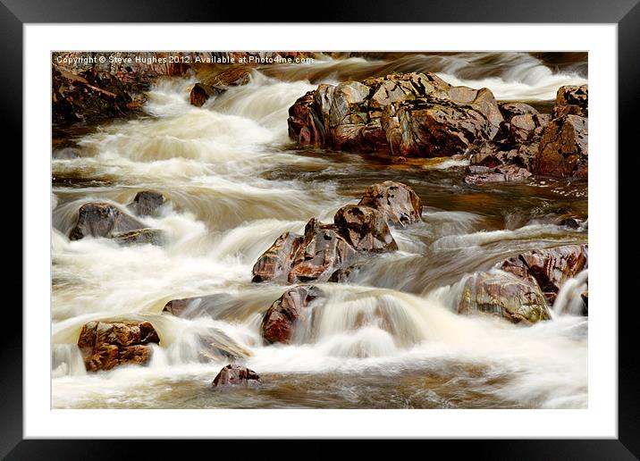 Fast Flowing over the Rocks Framed Mounted Print by Steve Hughes