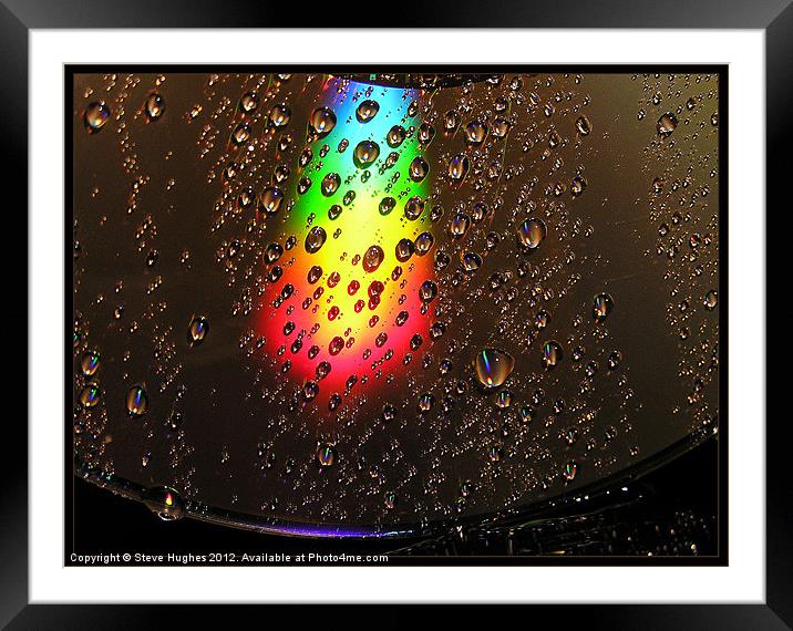 Water Droplets on a cd  Framed Mounted Print by Steve Hughes