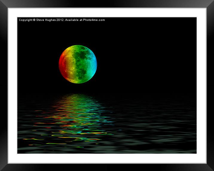Rainbow Moon with reflections Framed Mounted Print by Steve Hughes