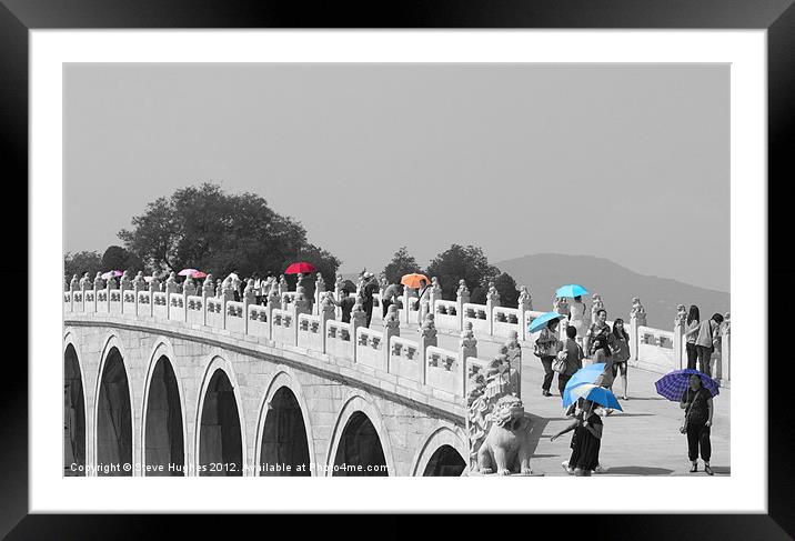 Umbrellas in China selective colouring Framed Mounted Print by Steve Hughes