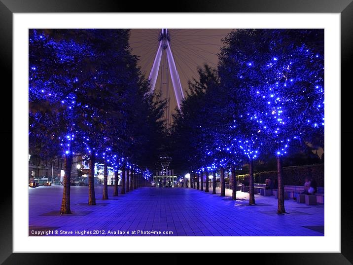 London Eye Blue Trees Framed Mounted Print by Steve Hughes