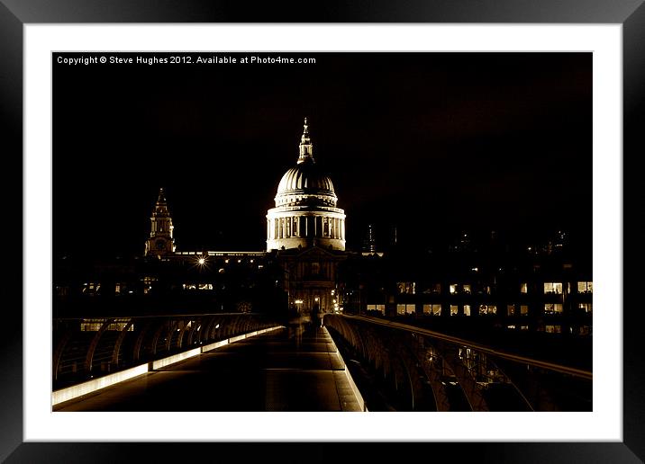 St Paul's from Millennium Bridge Framed Mounted Print by Steve Hughes