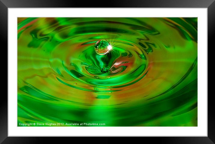 Water drop green Framed Mounted Print by Steve Hughes