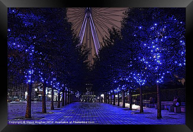 Blue trees the London Eye Framed Print by Steve Hughes