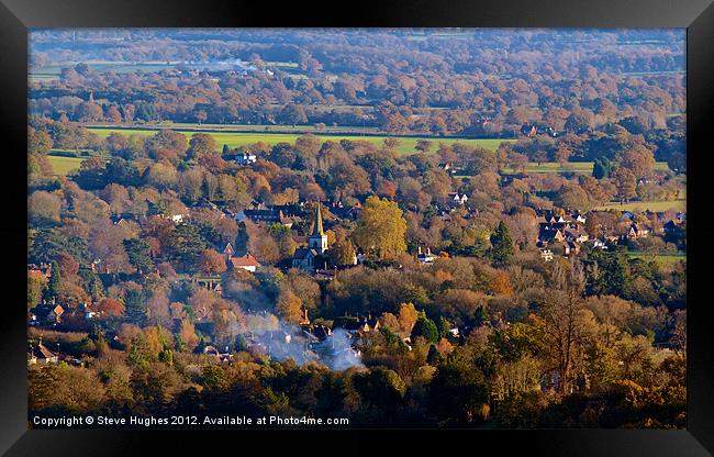 Looking across Surrey from Box Hill Framed Print by Steve Hughes