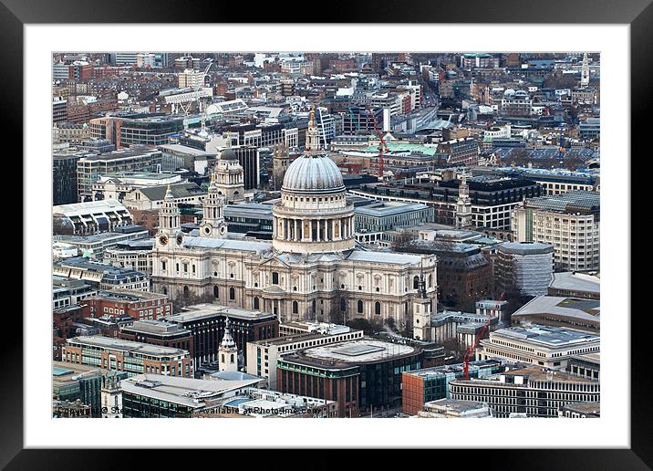 St Pauls Cathedral seen from The Shard Framed Mounted Print by Steve Hughes