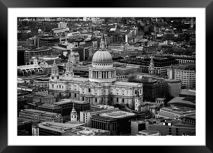 St Pauls cathedral black and white Framed Mounted Print by Steve Hughes
