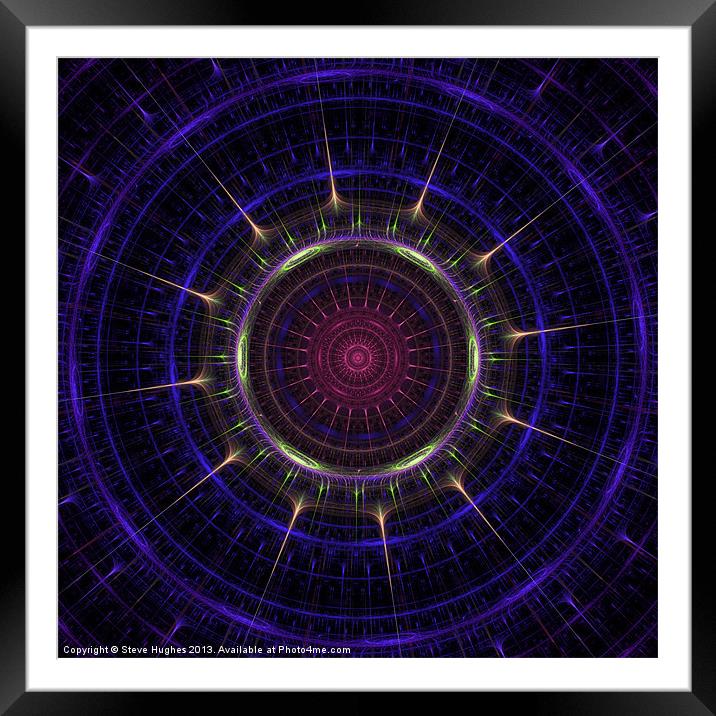 Fractal purple and green wheel Framed Mounted Print by Steve Hughes