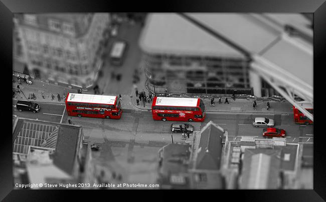 London Buses from above Framed Print by Steve Hughes