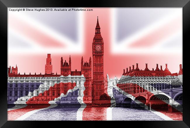 Big Ben Union Jack Framed Print by Steve Hughes
