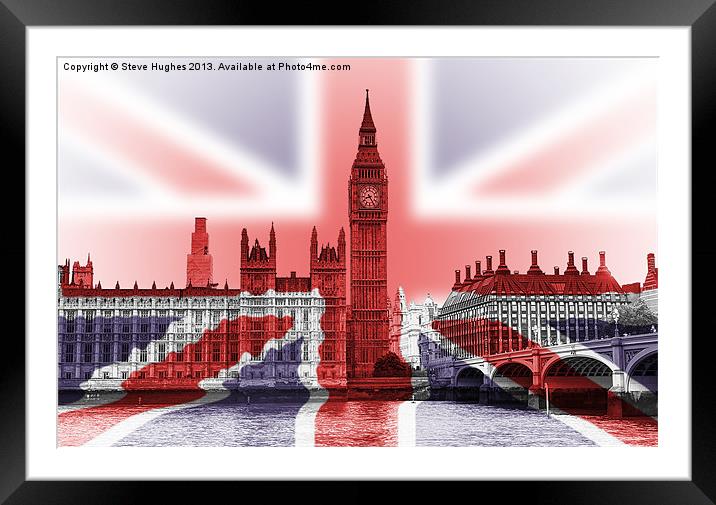 Big Ben Union Jack Framed Mounted Print by Steve Hughes