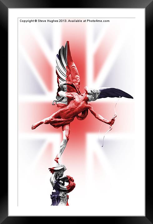 Eros statue wrapped in Union Jack flag Framed Mounted Print by Steve Hughes