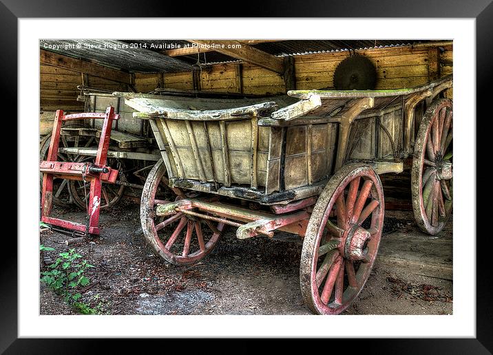 Vintage farm hay carts Framed Mounted Print by Steve Hughes