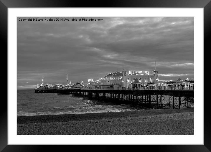 Brighton Pier Monochrome Framed Mounted Print by Steve Hughes