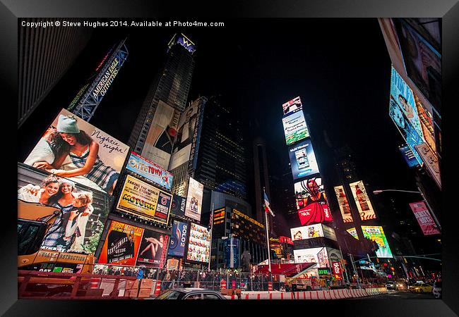  Bright Neon lights of Times Square Framed Print by Steve Hughes