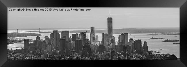  Downtown New York Skyline and Liberty Island Framed Print by Steve Hughes